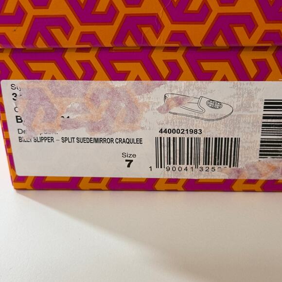 Tory Burch Billy Slipper Sz 7 Split Suede Craqulee New - Picture 8 of 8